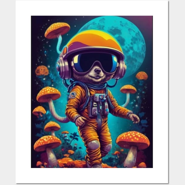 Techno Astronaut T-Shirt - Techno Organism - Catsondrugs.com - Techno, rave, edm, festival, techno, trippy, music, 90s rave, psychedelic, party, trance, rave music, rave krispies, rave flyer Wall Art by catsondrugs.com